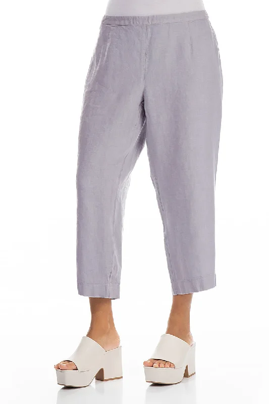 Cropped Lilac Grey Linen Trousers