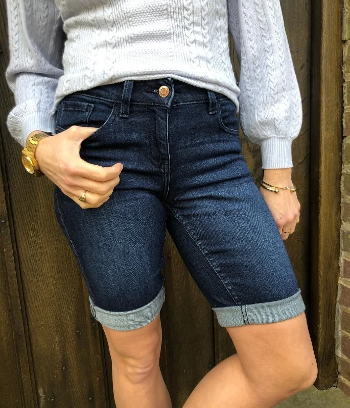 Dark Denim Knee Length Shorts