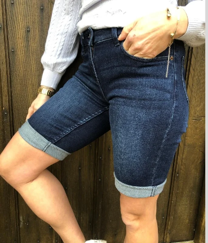 Dark Denim Knee Length Shorts