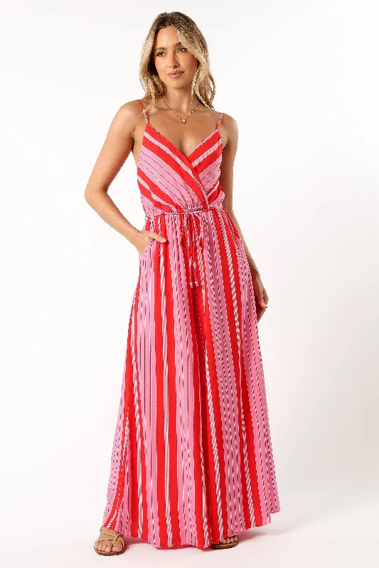 Deanna Wide Leg Jumpsuit - Pink Stripe