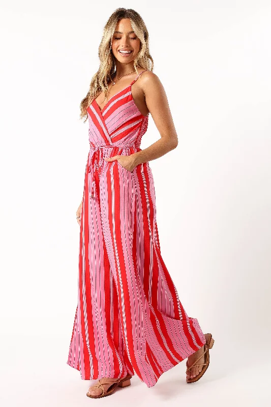 Deanna Wide Leg Jumpsuit - Pink Stripe