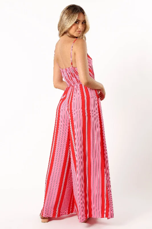 Deanna Wide Leg Jumpsuit - Pink Stripe