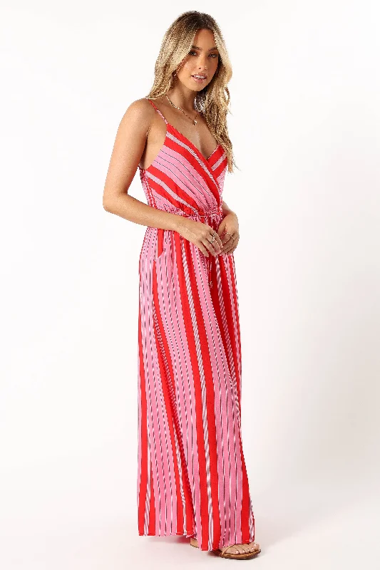 Deanna Wide Leg Jumpsuit - Pink Stripe