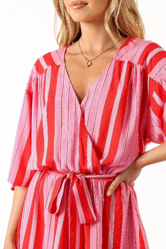 Deena Playsuit - Pink Stripe