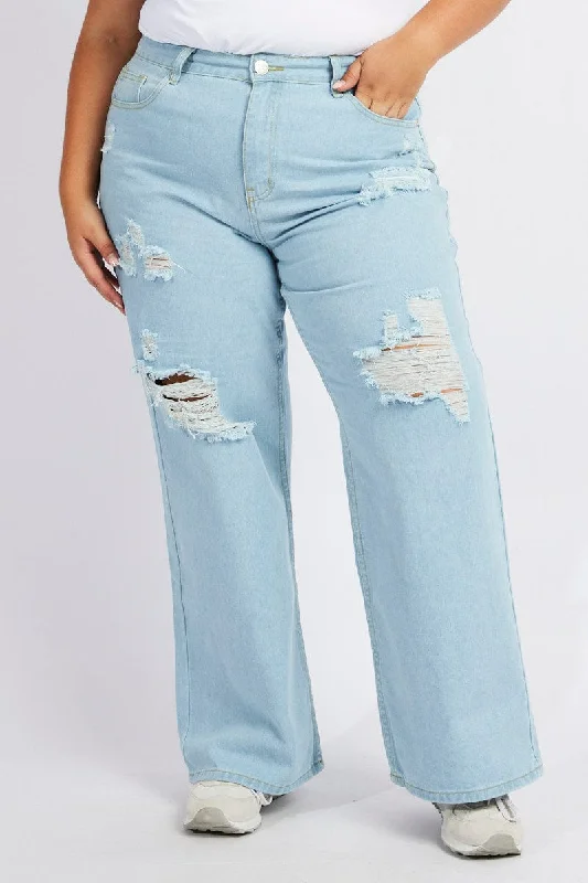 Denim Wide Leg Jeans High Rise