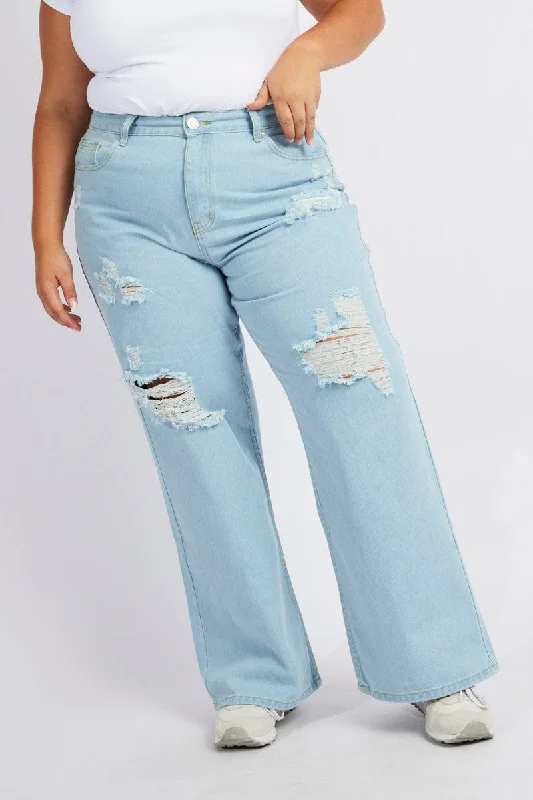 Denim Wide Leg Jeans High Rise