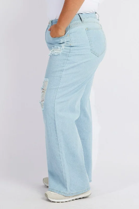 Denim Wide Leg Jeans High Rise