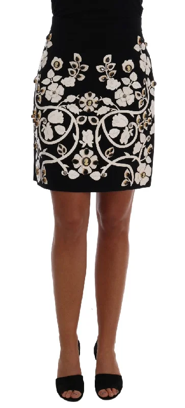 Dolce & Gabbana   Floral Baroque Crystal Pencil Women's Skirt