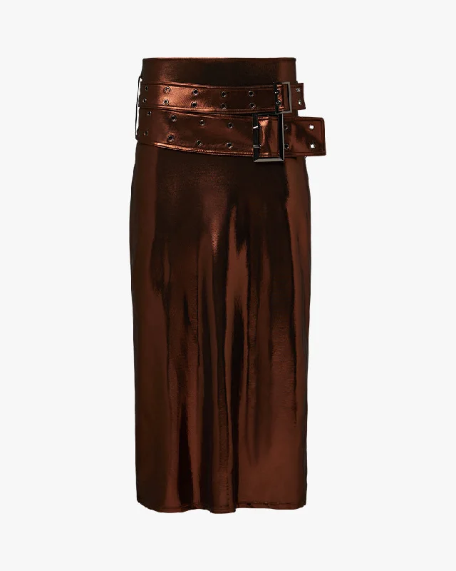 Double Belt Midi Skirt