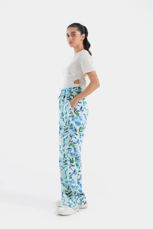 Printed Elasticated Wide Leg Trousers