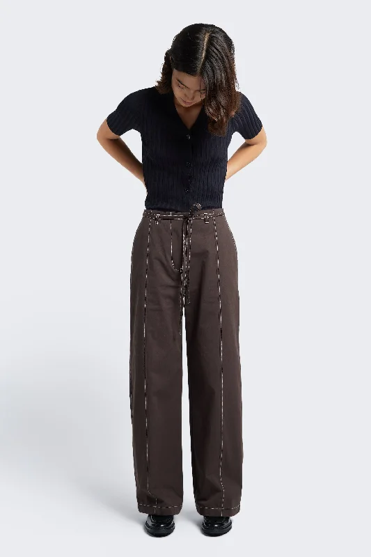 Found Tie Front Pant Brown