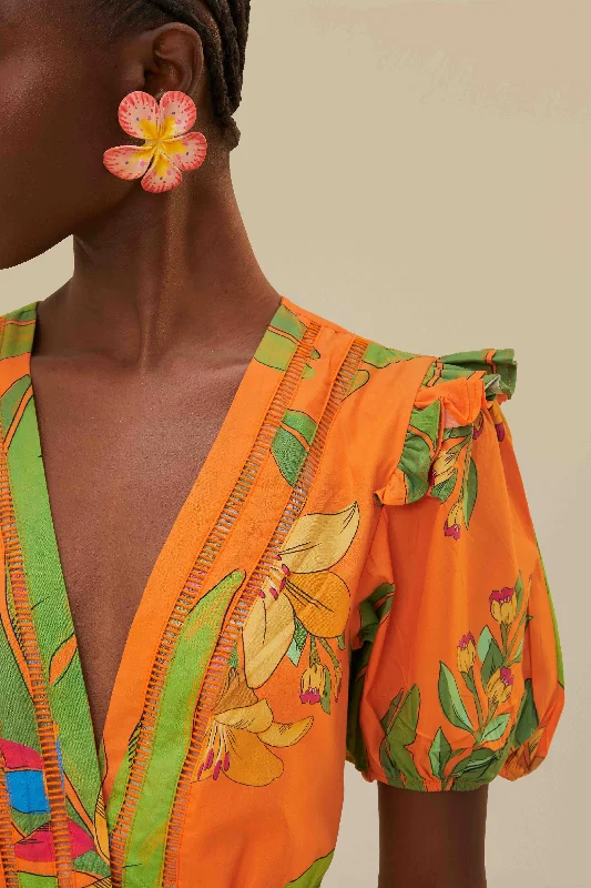 Orange Fresh Macaws Romper