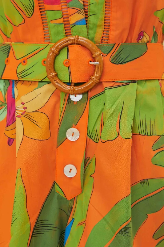 Orange Fresh Macaws Romper