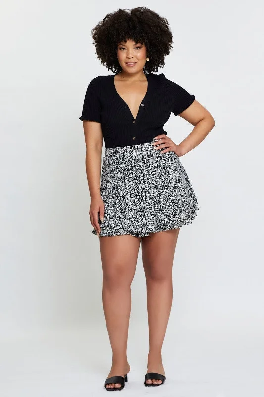 Geo Print Shorts High Rise Double Layer