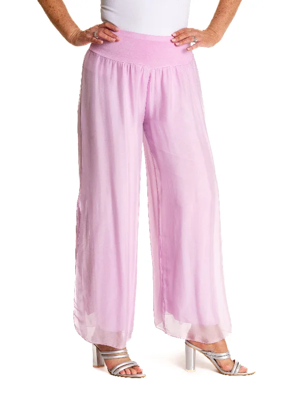 Gia Silk Pants in Petal Pink