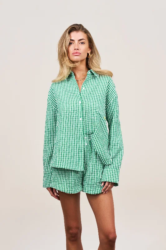 GINGHAM SHORTS - GREEN