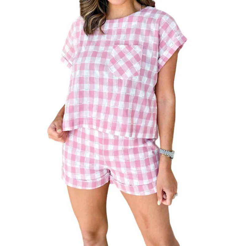 Gingham Shorts In Pink