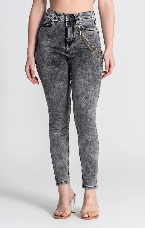 Grey Acid Wash Jeans