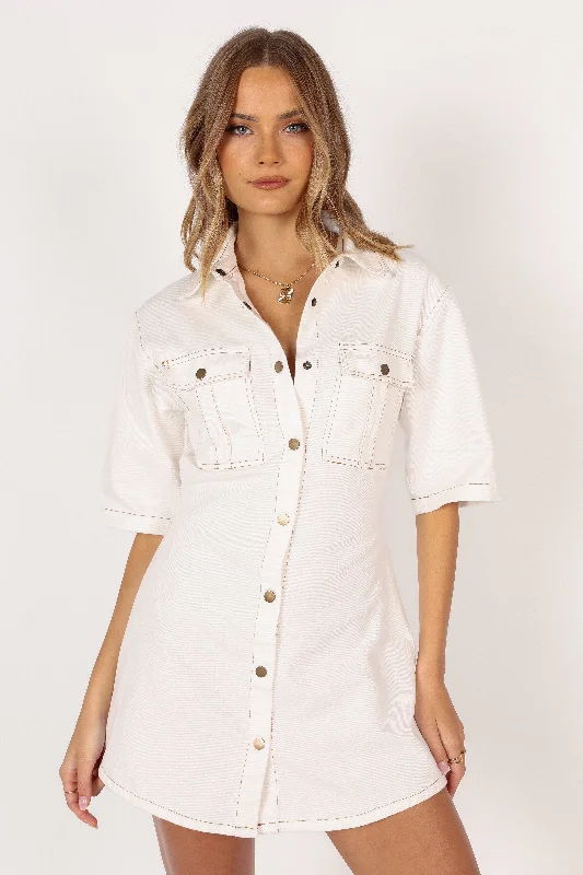 Hailey Denim Mini Dress - White Denim