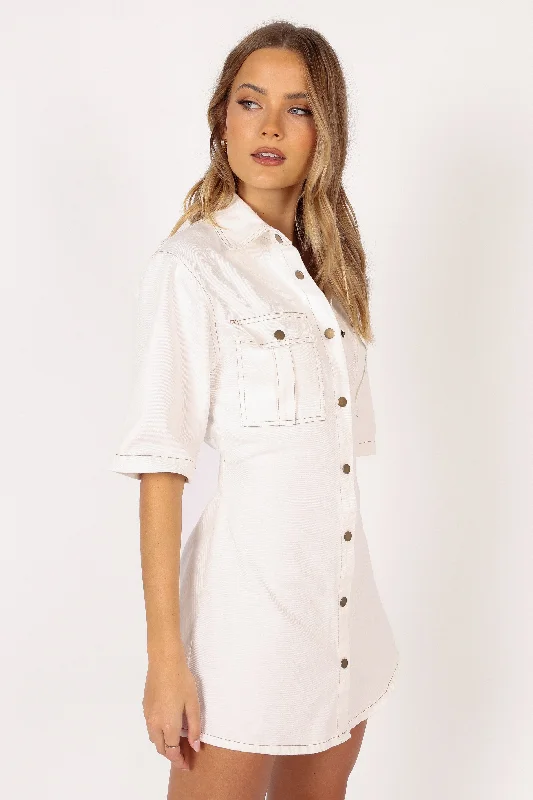 Hailey Denim Mini Dress - White Denim