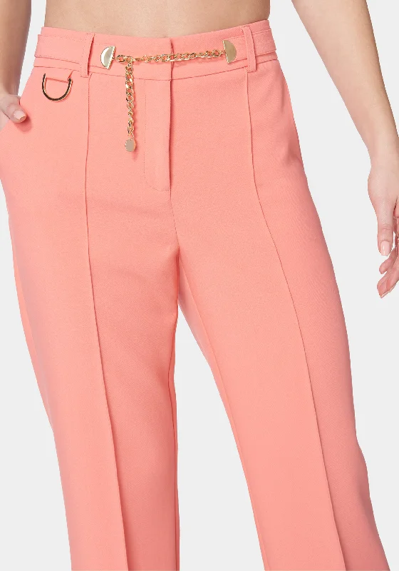 High Waist Belt Detail Wide Leg Pant