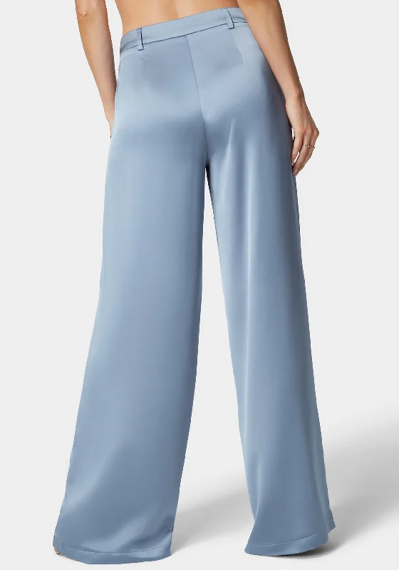 High Waist Ultra Wide Leg Satin Pant