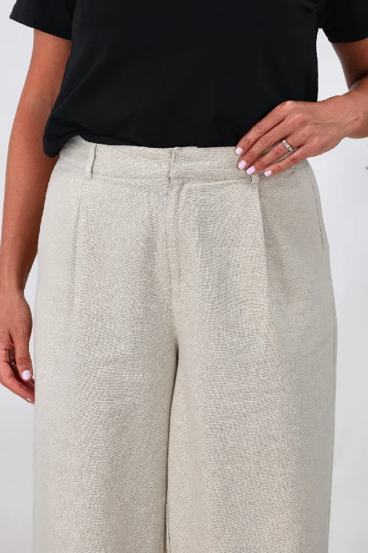 Huffer High Waist Pleat Pant Chalk Marle