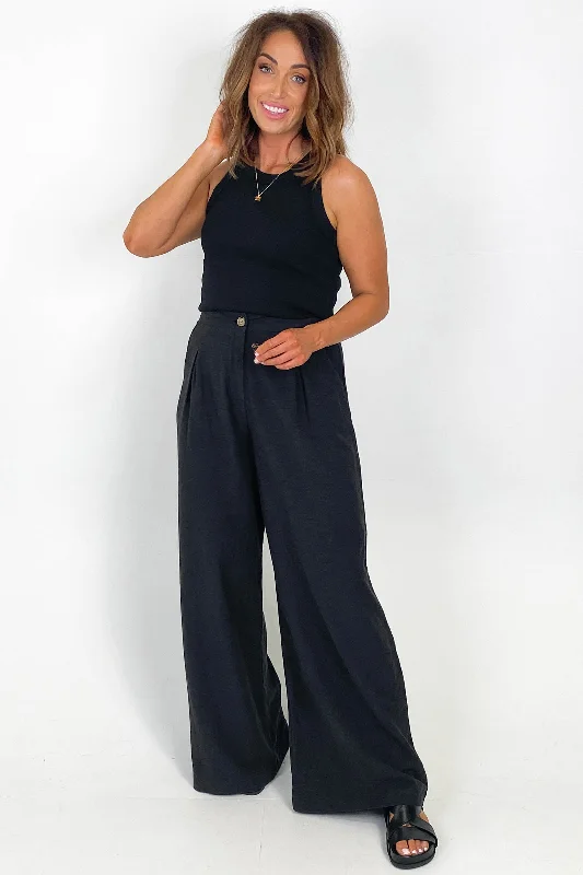 Iris Maxi Linen Blend Pants Black