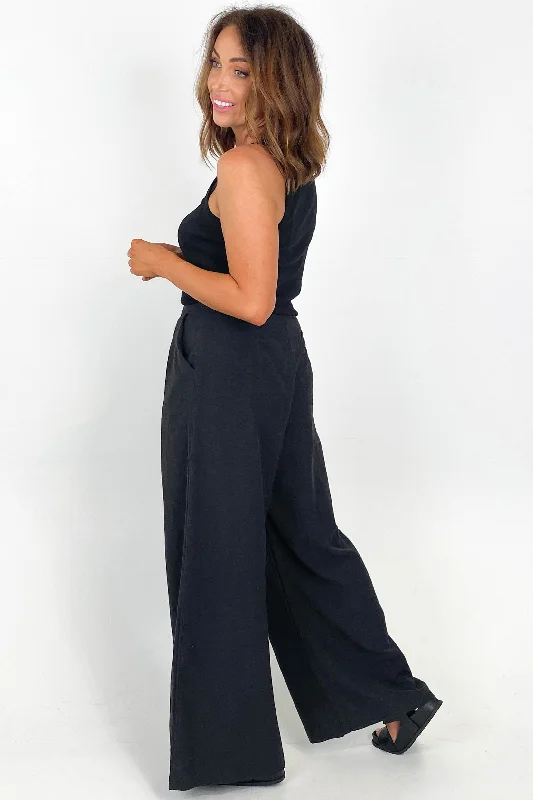 Iris Maxi Linen Blend Pants Black