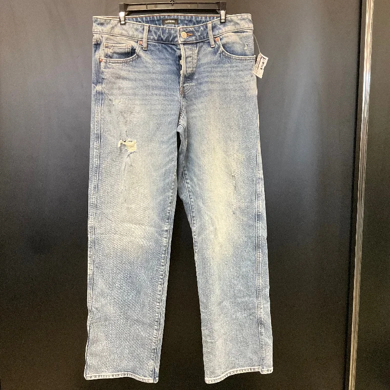 Jeans Straight By Express In Blue Denim, Size: 8