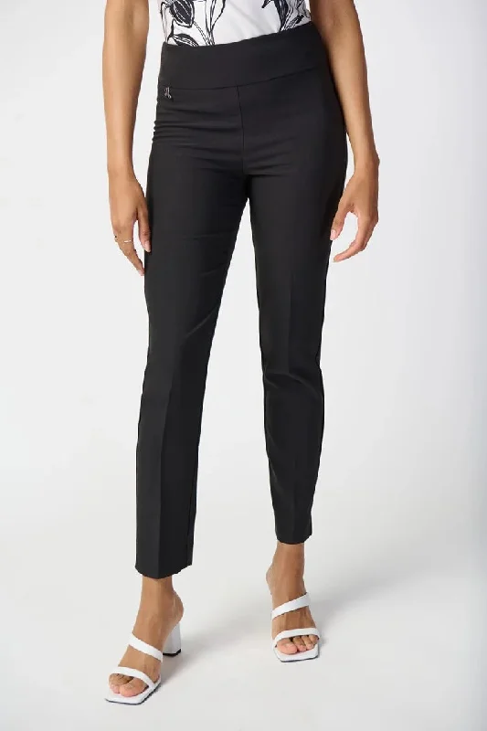 Joseph Ribkoff Black Lux Twill Slim-Fit Pull-On Pants