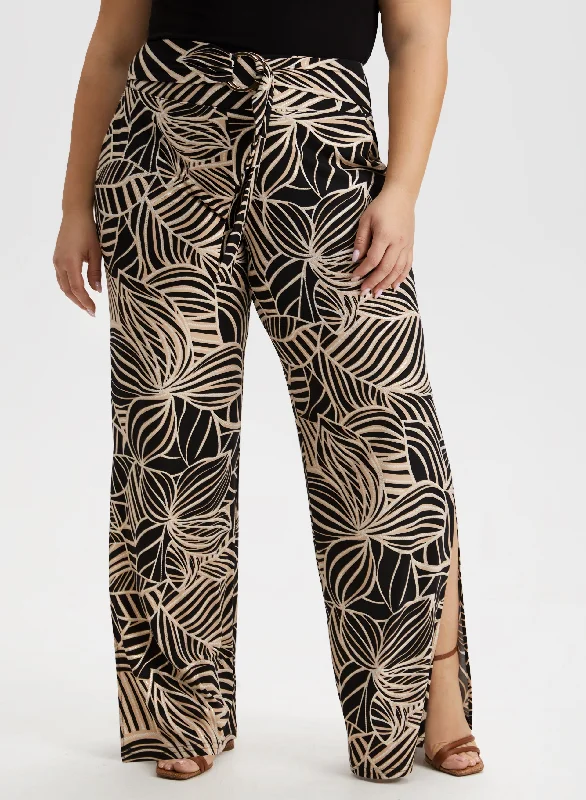 Joseph Ribkoff - Palm Leaf Print Wide Leg Pants