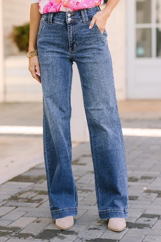 Judy Blue: Make You Move Medium Wash Wide Leg Jeans