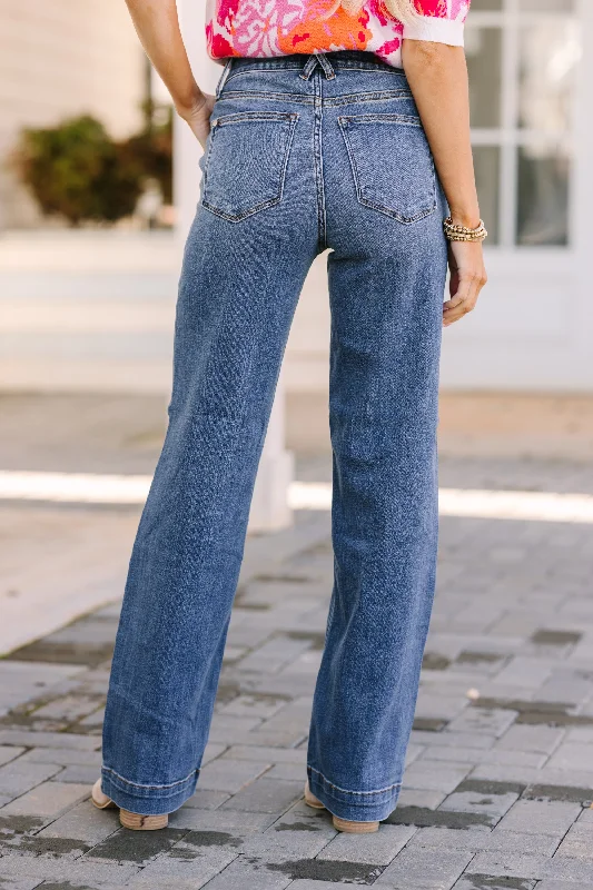 Judy Blue: Make You Move Medium Wash Wide Leg Jeans