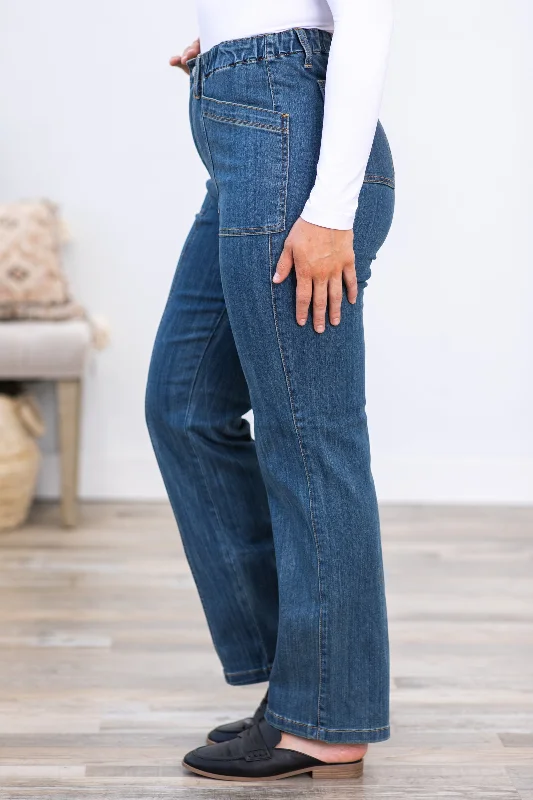 Judy Blue Vintage Elastic Waist Straight Jeans