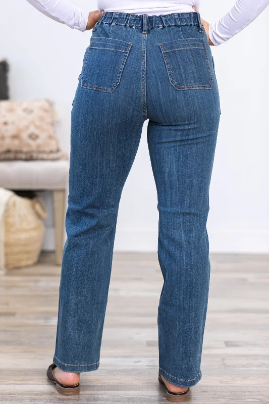 Judy Blue Vintage Elastic Waist Straight Jeans