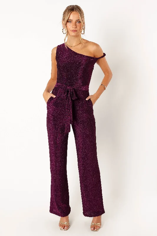 Katarina Off Shoulder Jumpsuit - Purple