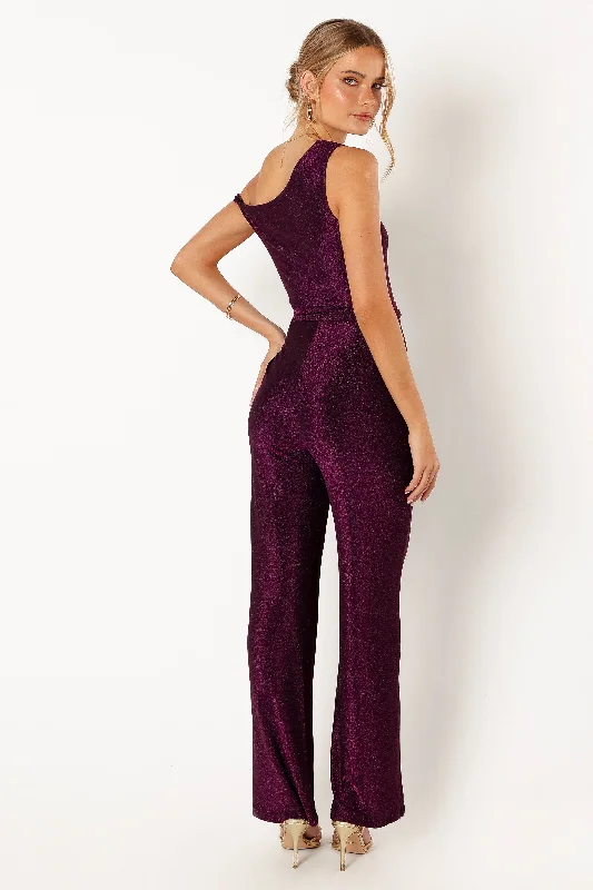 Katarina Off Shoulder Jumpsuit - Purple