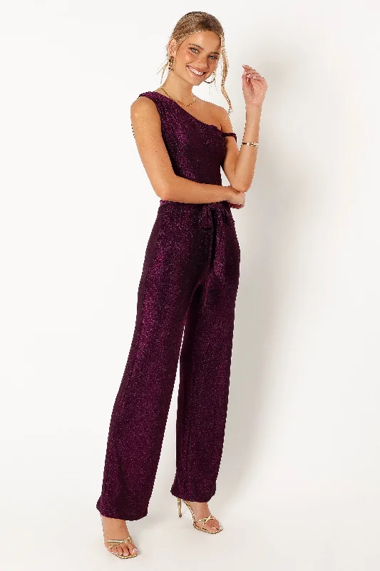 Katarina Off Shoulder Jumpsuit - Purple