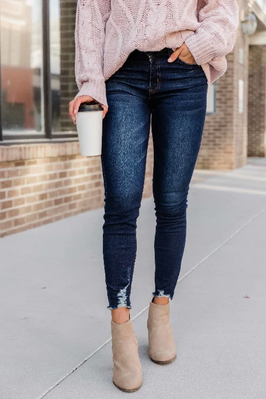 Kristy Dark Wash Distressed Skinny Jeans