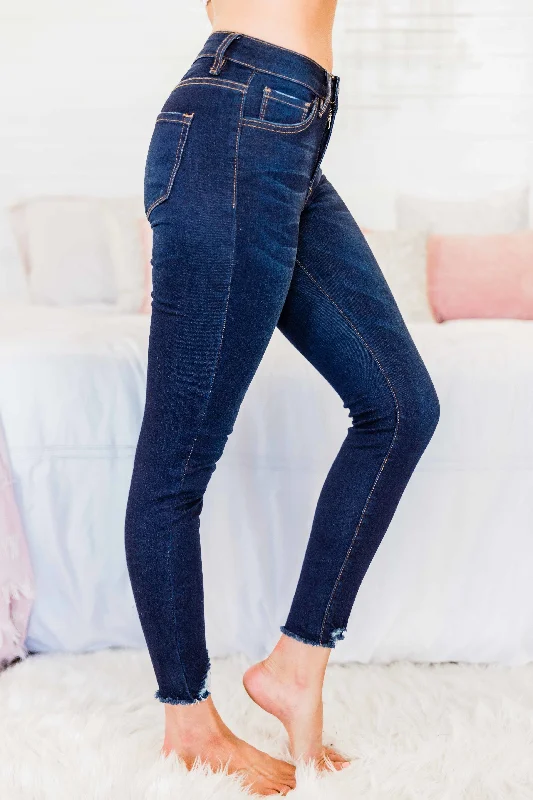 Kristy Dark Wash Distressed Skinny Jeans