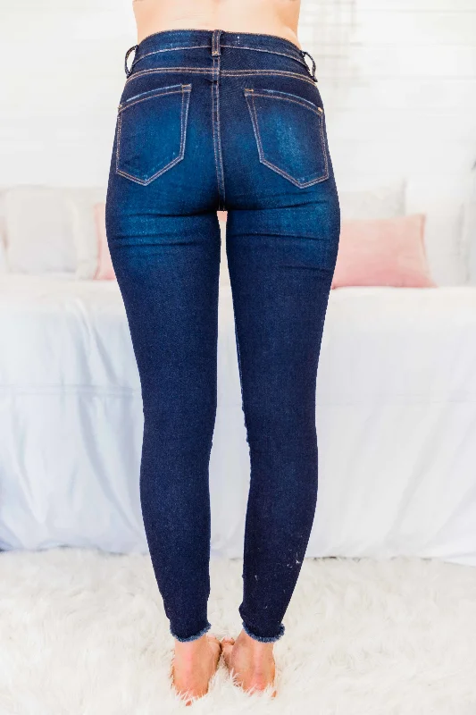 Kristy Dark Wash Distressed Skinny Jeans