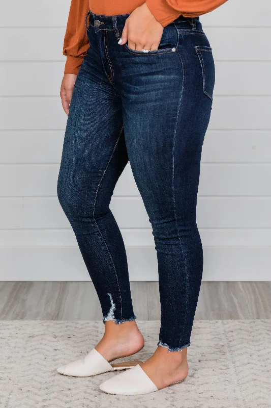 Kristy Dark Wash Distressed Skinny Jeans