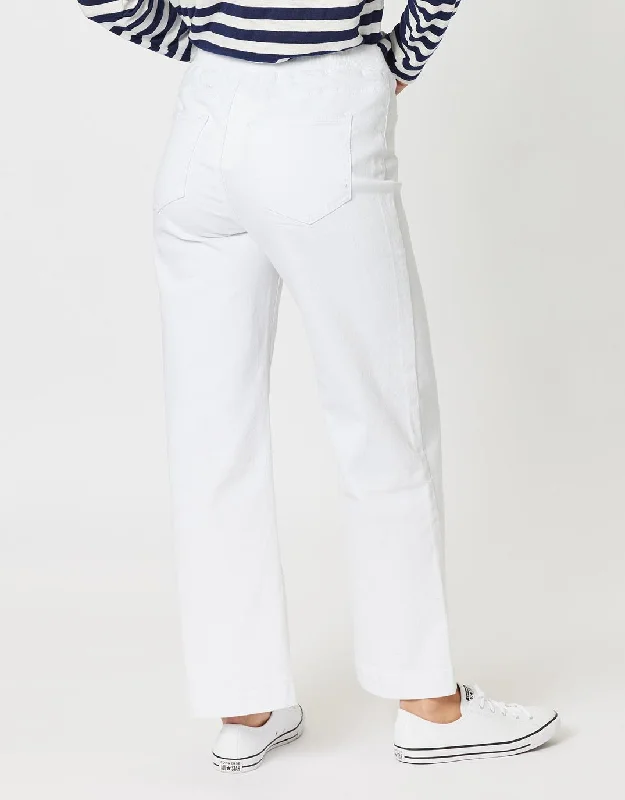 Maddy Pull On Wide Leg Jean - White