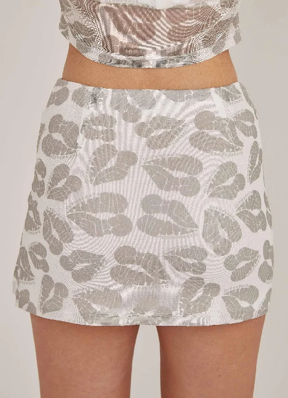 Midnight Kisses Mesh Mini Skirt - Greyscale