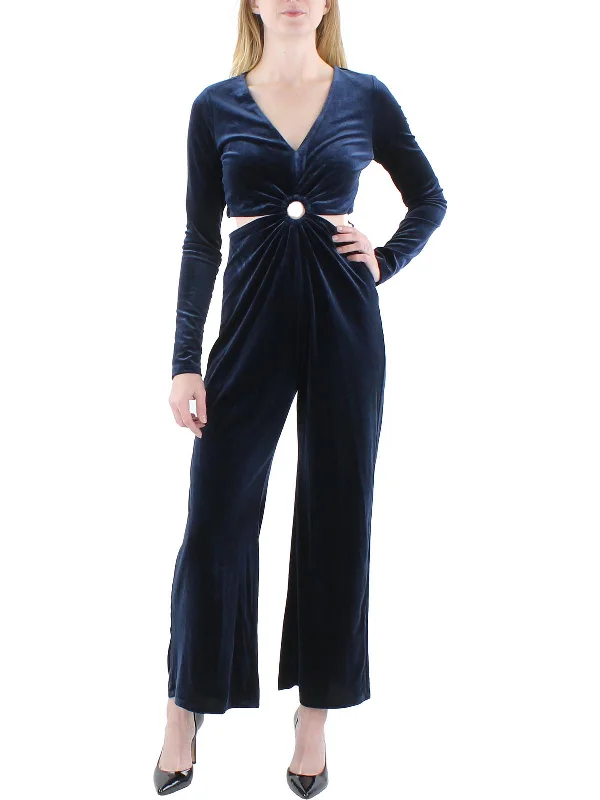 Misty Womens Velvet O-Ring Jumpsuit