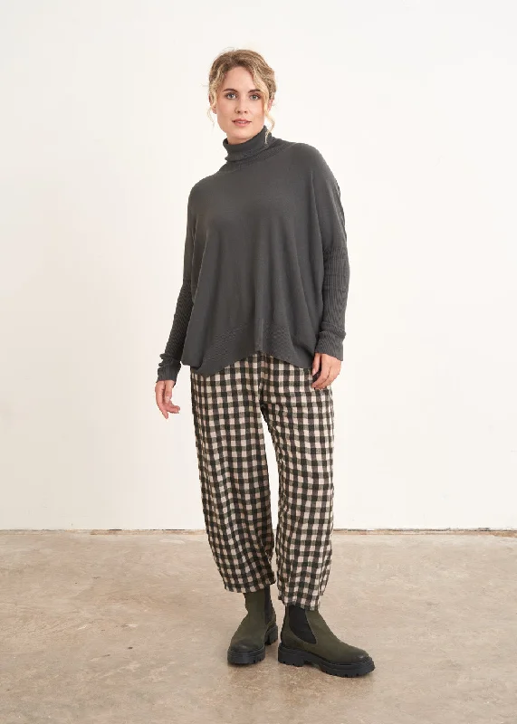 MOLLY SOFT CHECK TROUSERS - KHAKI