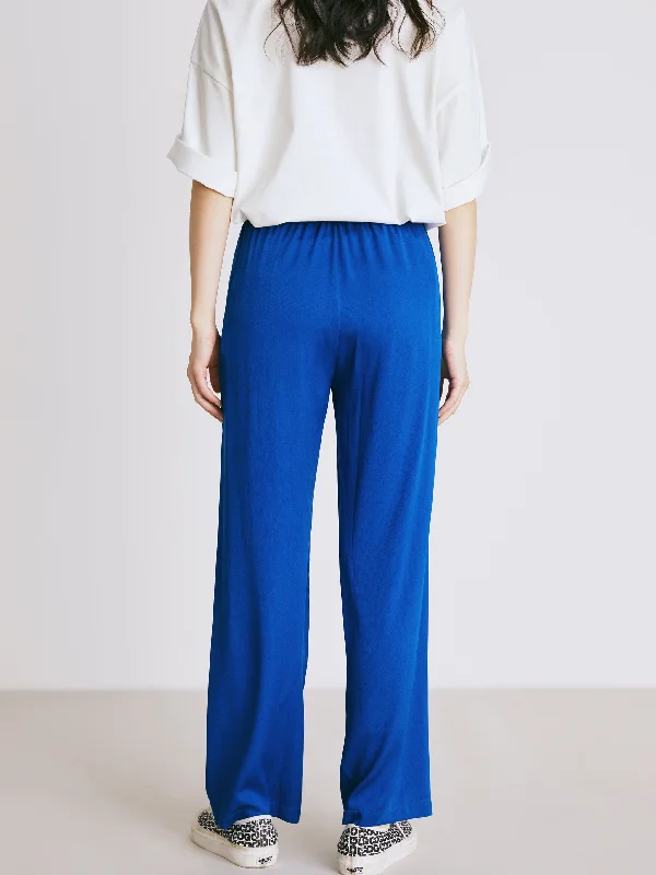 Moroccan Blue Stretch Silk Pants