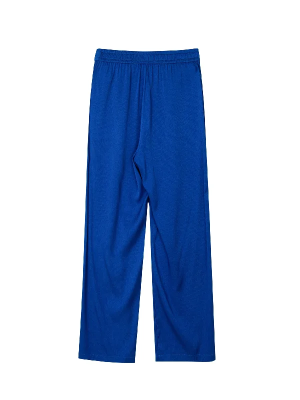 Moroccan Blue Stretch Silk Pants