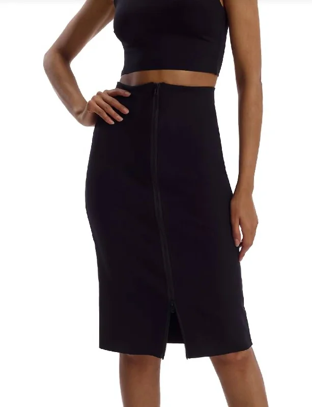 Neoprene Ceo Reversible Zip Skirt In Black